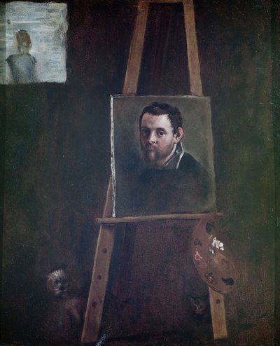 Self Portrait Mounted on an Easel, 1605 by Annibale Carracci